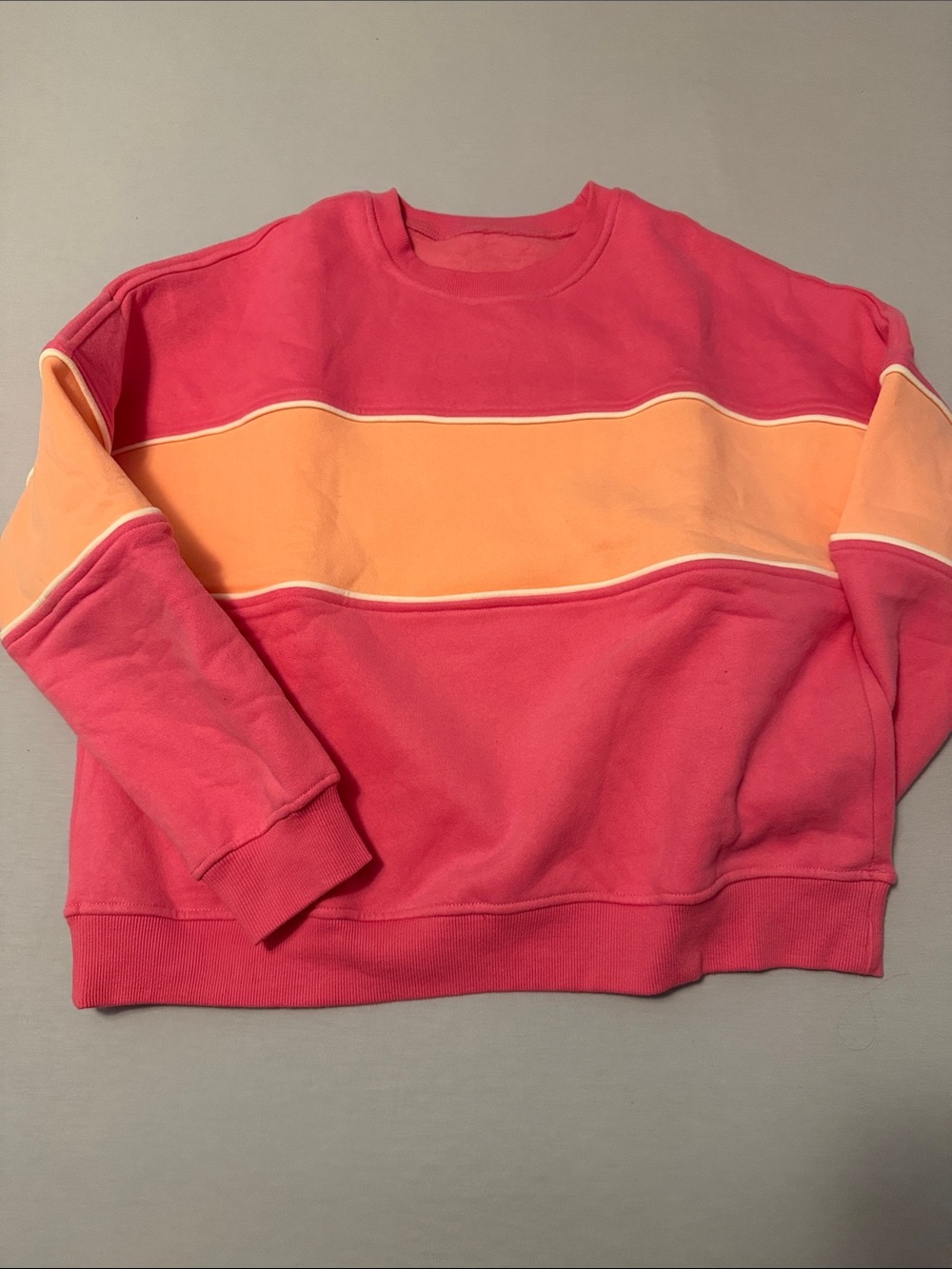 Pink & Peach Colorblock Crewneck Sweatshirt
